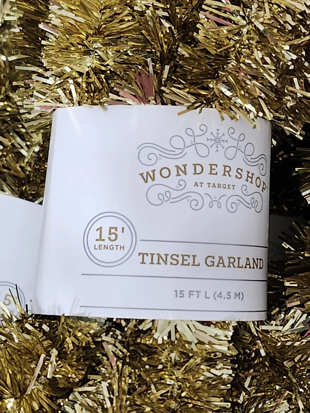 Gold Tinsel Holiday Wired Garland Crafts Gift Baskets Wreaths Decor Home Office